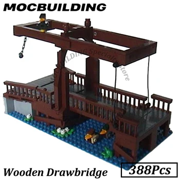 Средновековните дървени сгради за drawbridges MOC Building Block Bridge Display САМ Brick Toy Подарък за рожден ден подарък за Коледа