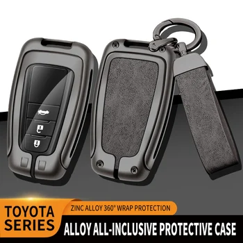 Нова кожена чанта за дистанционно на ключа на автомобила TPU от с сплав за Toyota Highlander, Camry, Corolla RAV4 Prado 2018 2020 2021 2010. 22 Аксесоар