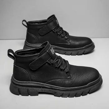 Модерен мъжки ботильоны, високи военни тактически обувки, високо качество на улични ежедневни мъжки обувки, Луксозни маркови работни обувки дантела