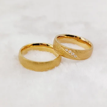 Дизайнерски Комплекти, брачни халки, ръчно работа За мъже и жени на Едро Бижута с покритие от 18-каратово злато за двойки пръстени на палеца