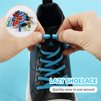 Ремък с метална ключалка, кръгли ластични шнурове за обувки, специални шнурове без завязок за мъже и жени, гумени сапатильи с шнур, 12 цвята