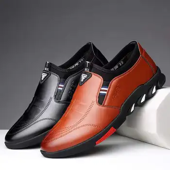 Кожени мъжки обувки; Сезон пролет-есен; Нов Мъжки Нескользящая Бизнес Ежедневни обувки подметка; Модерна Универсална обувки без стягане; Лоферы