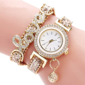 № 2 Висококачествени красиви модни дамски часовник-гривна, дамски часовници, ежедневни кръгли аналогови кварцови часовници-гривни за жени