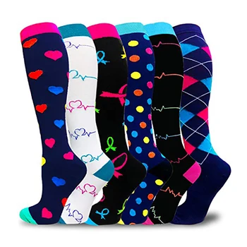 Brothock 6 двойки компрессионных чорапи, Дамски, мъжки с класификация на 20-30 мм hg. супена Чорапи за бягане, каране на колело, медицински чорапи за хранене