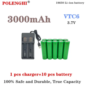 100% истинската капацитет от 3,7 До 3000 mah 18650 VTC6 литиево-йонна батерия 30A подходящ за играчки инструменти фенерче + USB зарядно устройство