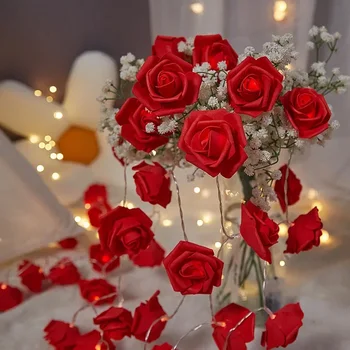 ЕС/САЩ Включете LED Розата е Цветето на Струнни Светлини Свети Валентин Украса Спални Сватба, Рожден Ден Декор Доставка на подаръци За Булката