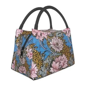 Дизайнерска чанта за обяд с цветя Уилям Морис, ретро цветя термохолодильник, кутия за bento